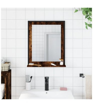 vidaXL Bathroom Mirror with Shelf Smoked Oak 50x12x60 cm Engineered Wood