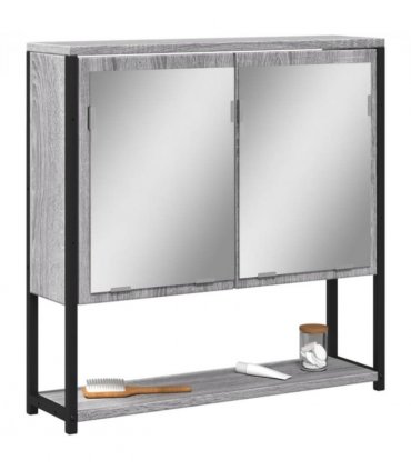 vidaXL Bathroom Mirror Cabinet Grey Sonoma 60x16x60 cm Engineered Wood