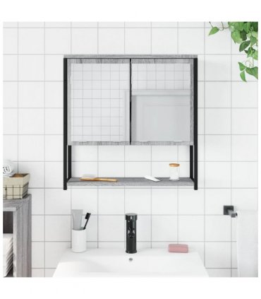 vidaXL Bathroom Mirror Cabinet Grey Sonoma 60x16x60 cm Engineered Wood