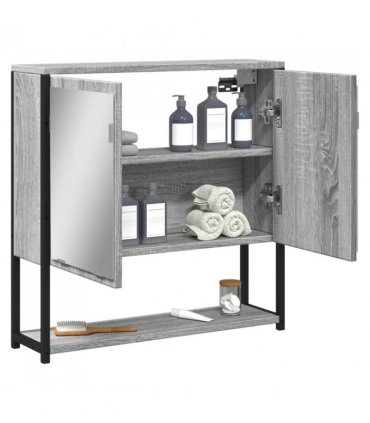vidaXL Bathroom Mirror Cabinet Grey Sonoma 60x16x60 cm Engineered Wood