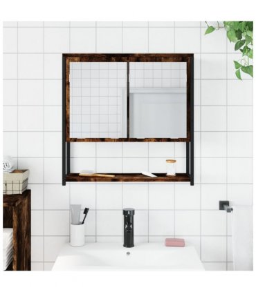 vidaXL Bathroom Mirror Cabinet Smoked Oak 60x16x60 cm Engineered Wood