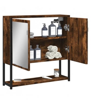 vidaXL Bathroom Mirror Cabinet Smoked Oak 60x16x60 cm Engineered Wood
