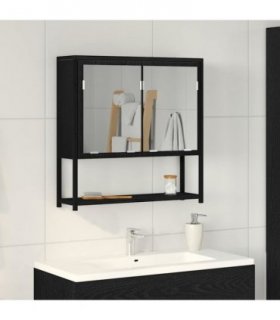 vidaXL Mirror Cabinet Black Oak 60 x 16 x 60 cm Engineered Wood