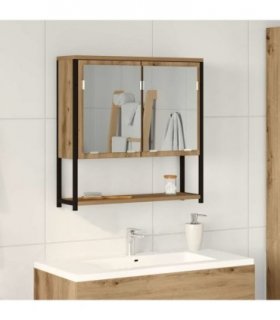 vidaXL Mirror Cabinet Artisan Oak 60 x 16 x 60 cm Engineered Wood