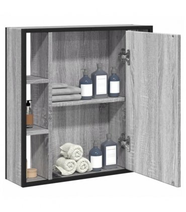 vidaXL Bathroom Mirror Cabinet Grey Sonoma 60x16x60 cm Engineered Wood — V0672046835