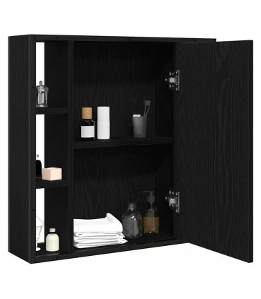 vidaXL Bathroom Mirror Cabinet Black Oak 60x16x60 cm Engineered Wood