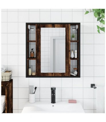 vidaXL Bathroom Mirror Cabinet Smoked Oak 60x16x60 cm Engineered Wood — V0672046840