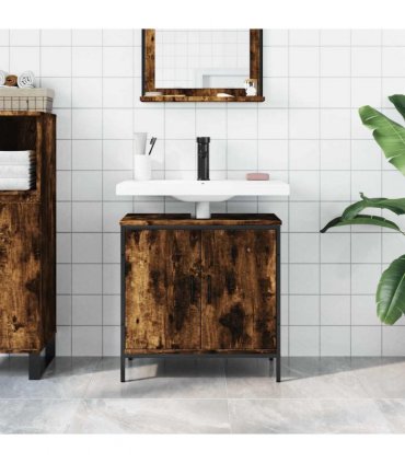 vidaXL Bathroom Sink Cabinet Smoked Oak 60x30x60 cm Engineered Wood