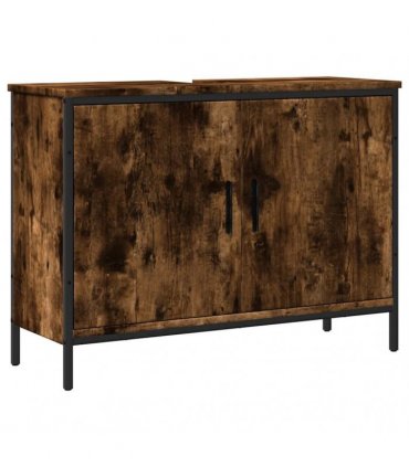 vidaXL Bathroom Sink Cabinet Smoked Oak 80x30x60 cm Engineered Wood
