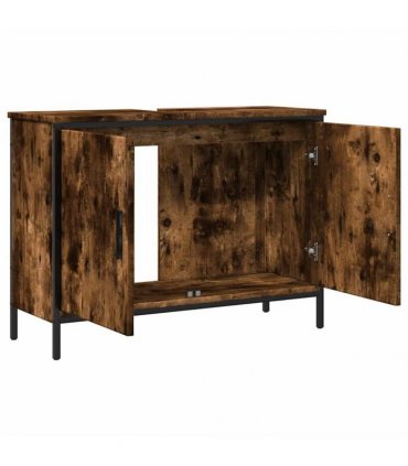 vidaXL Bathroom Sink Cabinet Smoked Oak 80x30x60 cm Engineered Wood