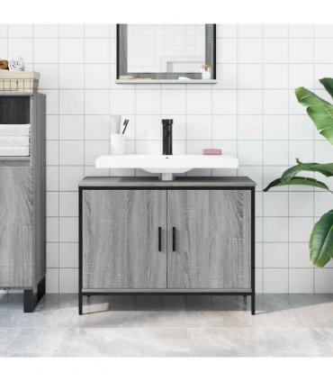 vidaXL Bathroom Sink Cabinet Grey Sonoma 80x30x60 cm Engineered Wood