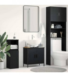 vidaXL Bathroom Sink Cabinet Black Oak 60 x 30 x 60 cm Engineered Wood — V0672046874