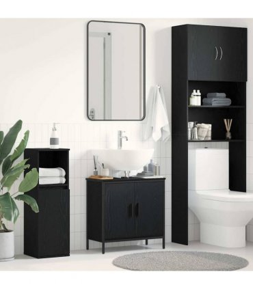 vidaXL Bathroom Sink Cabinet Black Oak 60 x 30 x 60 cm Engineered Wood — V0672046874