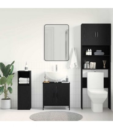 vidaXL Bathroom Sink Cabinet Black Oak 60 x 30 x 60 cm Engineered Wood — V0672046874