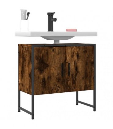 vidaXL Bathroom Sink Cabinet Smoked Oak 60x33x60 cm Engineered Wood