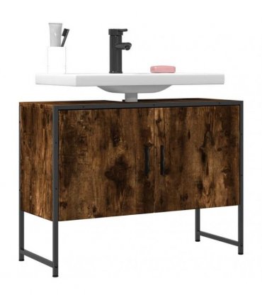 vidaXL Bathroom Sink Cabinet Smoked Oak 80x33x60 cm Engineered Wood