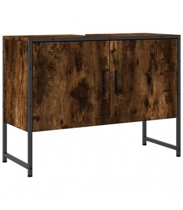 vidaXL Bathroom Sink Cabinet Smoked Oak 80x33x60 cm Engineered Wood