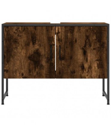 vidaXL Bathroom Sink Cabinet Smoked Oak 80x33x60 cm Engineered Wood