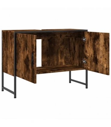 vidaXL Bathroom Sink Cabinet Smoked Oak 80x33x60 cm Engineered Wood