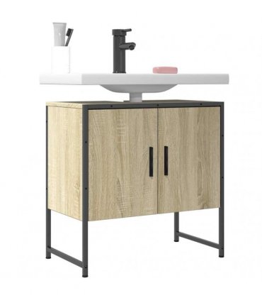 vidaXL Bathroom Sink Cabinet Sonoma Oak 60x33x60 cm Engineered Wood — V0672046882