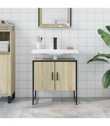 vidaXL Bathroom Sink Cabinet Sonoma Oak 60x33x60 cm Engineered Wood — V0672046882