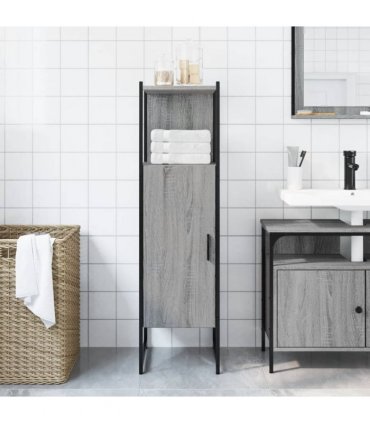 vidaXL Bathroom Cabinet Grey Sonoma 33x33x120.5 cm Engineered Wood