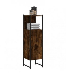 vidaXL Bathroom Cabinet Smoked Oak 33x33x120.5 cm Engineered Wood