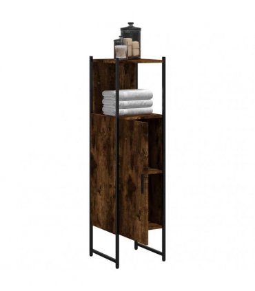vidaXL Bathroom Cabinet Smoked Oak 33x33x120.5 cm Engineered Wood