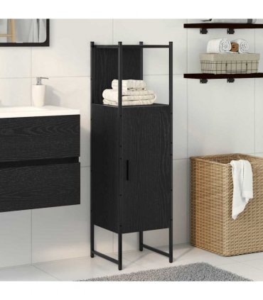 vidaXL Bathroom Furniture Set with Shelf Black Oak 33 x 33 x 120.5 cm