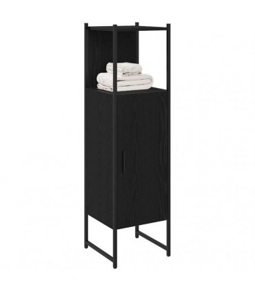 vidaXL Bathroom Furniture Set with Shelf Black Oak 33 x 33 x 120.5 cm