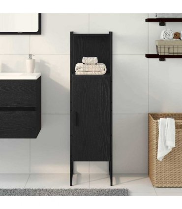 vidaXL Bathroom Furniture Set with Shelf Black Oak 33 x 33 x 120.5 cm