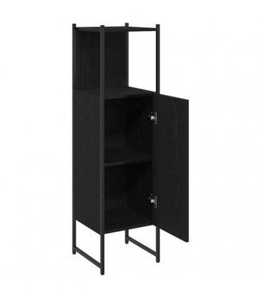 vidaXL Bathroom Furniture Set with Shelf Black Oak 33 x 33 x 120.5 cm