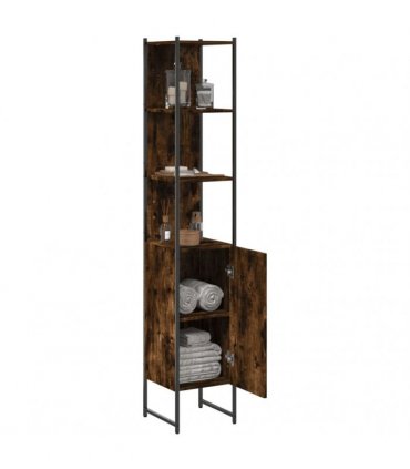 vidaXL Bathroom Cabinet Smoked Oak 33x33x185.5 cm Engineered Wood