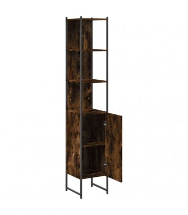 vidaXL Bathroom Cabinet Smoked Oak 33x33x185.5 cm Engineered Wood