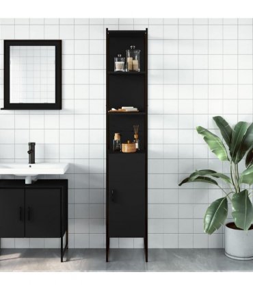 vidaXL Tall Bathroom Cabinet | Black | Engineered wood | Rectangular