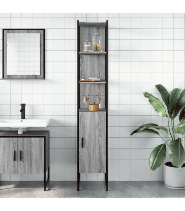 vidaXL Bathroom Cabinet Grey Sonoma 33x33x185.5 cm Engineered Wood