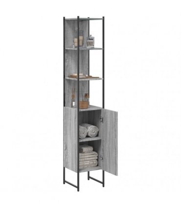 vidaXL Bathroom Cabinet Grey Sonoma 33x33x185.5 cm Engineered Wood