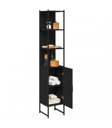 vidaXL Bathroom Cabinet Black oak 33 x 33 x 185.5 cm Engineered Wood
