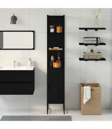 vidaXL Bathroom Cabinet Black oak 33 x 33 x 185.5 cm Engineered Wood
