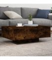 vidaXL Coffee Table with LED Lights Smoked Oak 85x55x31 cm — Size: 85 x 55 x 31 cm