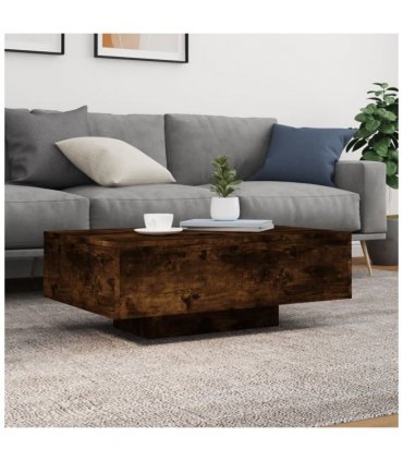 vidaXL Coffee Table with LED Lights Smoked Oak 85x55x31 cm — Size: 85 x 55 x 31 cm
