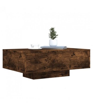 vidaXL Coffee Table with LED Lights Smoked Oak 85x55x31 cm — Size: 85 x 55 x 31 cm