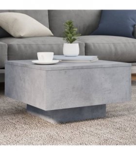 vidaXL Coffee Table with LED Lights Concrete Grey 55x55x31 cm — Size: 55 x 55 x 31 cm