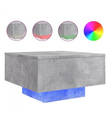 vidaXL Coffee Table with LED Lights Concrete Grey 55x55x31 cm — Size: 55 x 55 x 31 cm
