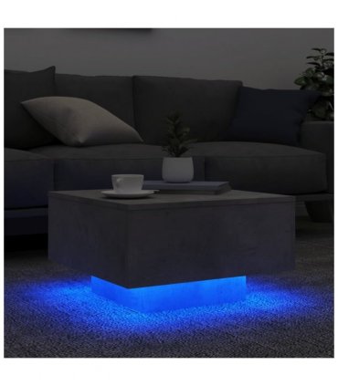 vidaXL Coffee Table with LED Lights Concrete Grey 55x55x31 cm — Size: 55 x 55 x 31 cm