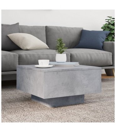 vidaXL Coffee Table with LED Lights Concrete Grey 55x55x31 cm — Size: 55 x 55 x 31 cm