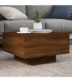 vidaXL Coffee Table with LED Lights Brown Oak 55x55x31 cm — Size: 55 x 55 x 31 cm