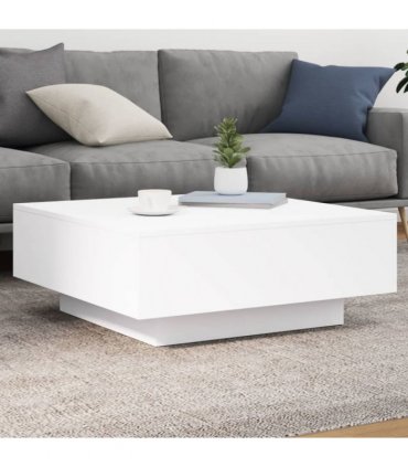 vidaXL Coffee Table with LED Lights White 80x80x31 cm — Size: 80 x 80 x 31 cm