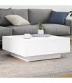 vidaXL Coffee Table with LED Lights White 80x80x31 cm — Size: 80 x 80 x 31 cm