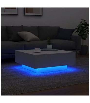 vidaXL Coffee Table with LED Lights White 80x80x31 cm — Size: 80 x 80 x 31 cm